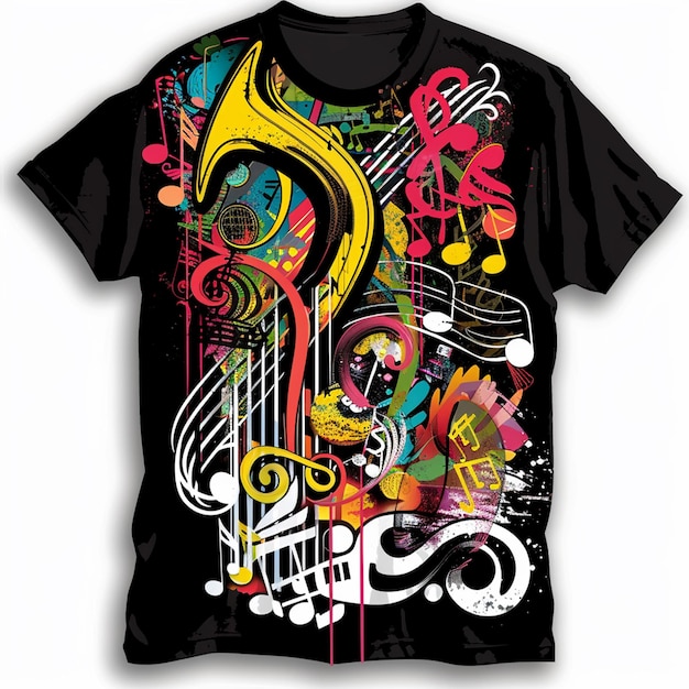 Photo dynamic musicthemed tshirt design in modern graffiti style