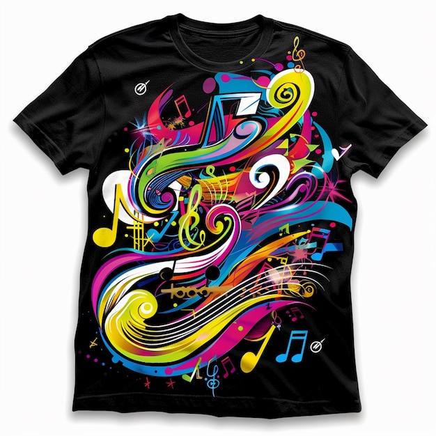 Photo dynamic musicthemed tshirt design in modern graffiti style