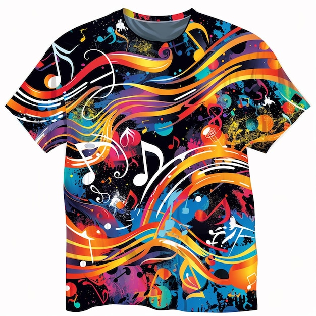 Photo dynamic musicthemed tshirt design in modern graffiti style