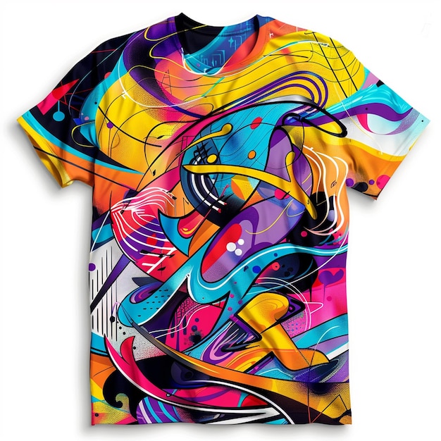 Photo dynamic musicthemed tshirt design in modern graffiti style