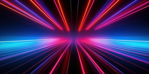 Dynamic neon lights streak across the dark creating a swift cosmic motion AI generative