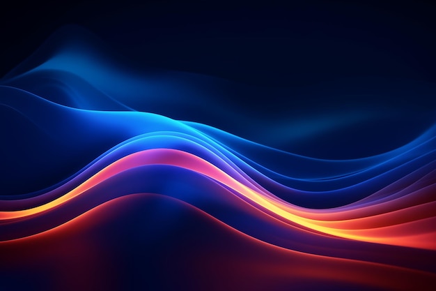 Dynamic Neon Waves Vibrant Liquid Abstraction on Dark Background for Modern Design Elements