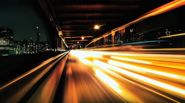 Photo dynamic night scene nyc bridge with motion blur