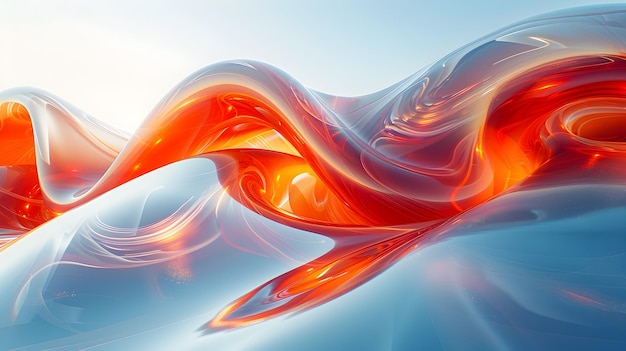 Dynamic Orange and White Spiral A Vision of Futuristic Technology in High 3D Rendering