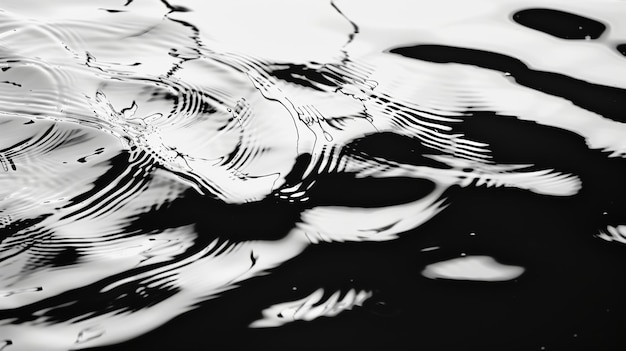 Dynamic patterns formed by the slightest of movements on the water black and white art