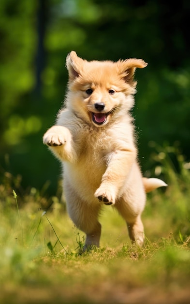 Dynamic Pup in Action Chasing Its Playful Tail