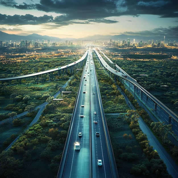 a dynamic but realistic image of a highway