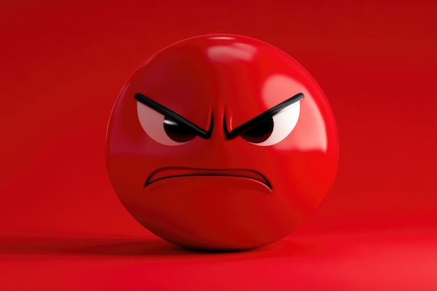 Dynamic Red Angry Emoji with Bold Red Backdrop