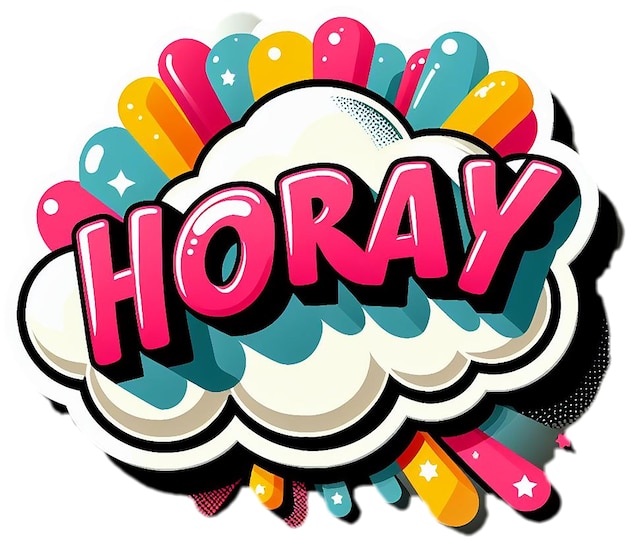 Dynamic Red Hooray Pop Art Sticker