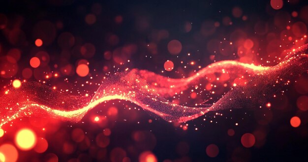 Photo dynamic red wave with glowing lights and bokeh effects for christmas and party backgrounds