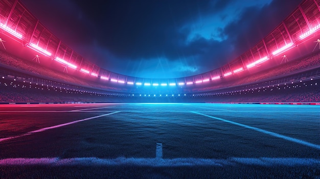 A dynamic scene in a football stadium at dusk smoke and crowd