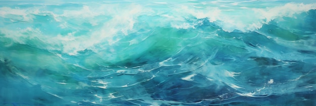 Dynamic sea abstract waves on canvas aquatic abstract artwork generative ai