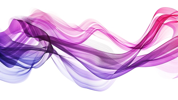 Dynamic shades of neon purple and pink gradient waves in a futuristic arrangement isolated on a solid white background