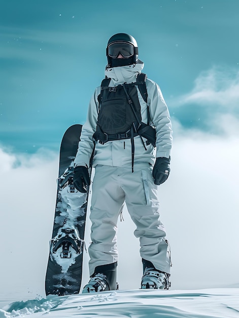 Photo dynamic snowboarder in breakdance pose against stunning backdrop