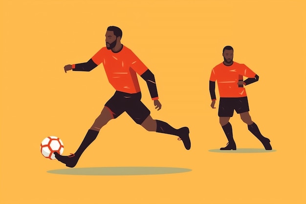 Dynamic Soccer Action Man Kicking and Playing with Ball Generative AI