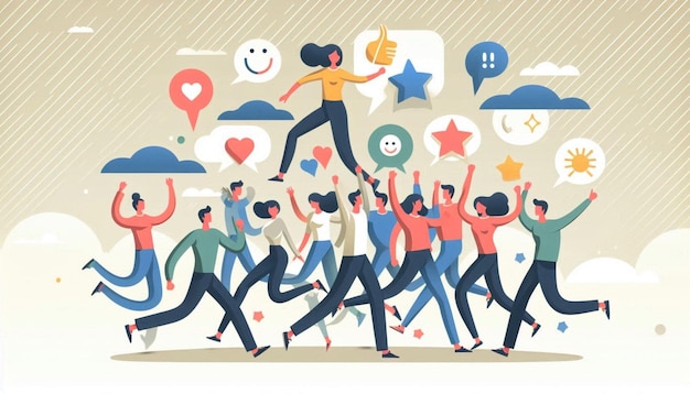 Photo dynamic social media engagement a flat animation illustration