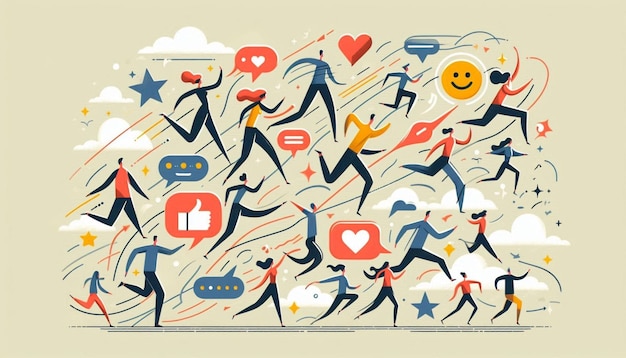 Photo dynamic social media engagement a flat animation illustration