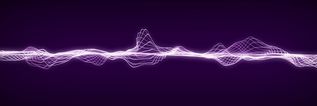 Dynamic sound wave Musical particle pulsing Blue energy flow concept 3D rendering