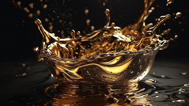 Dynamic Splash of Gold Fluid Generative AI