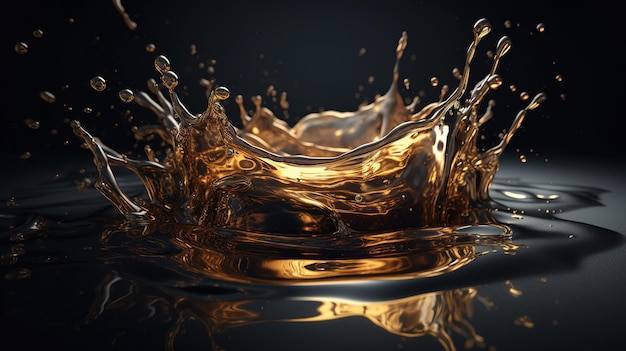 Dynamic Splash of Gold Fluid Generative AI