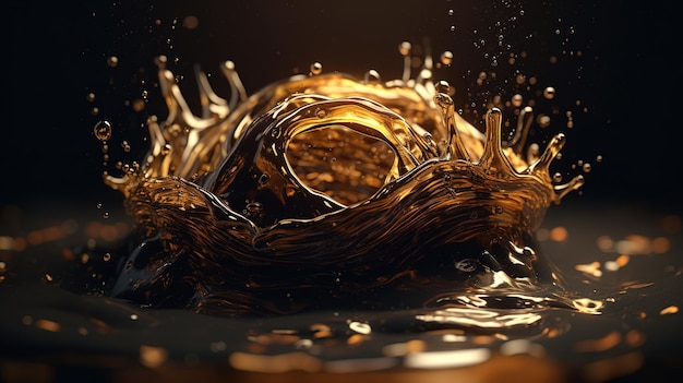 Dynamic Splash of Gold Fluid Generative AI