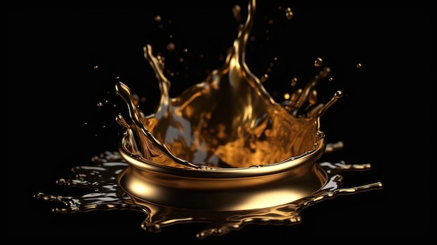 Dynamic Splash of Gold Fluid Generative AI