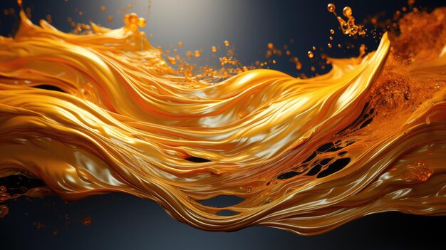 Dynamic Splash of Gold Fluid Paint