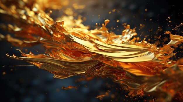 Dynamic Splash of Gold Fluid Paint