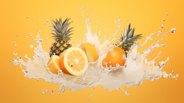 Dynamic Splash of Water Capturing The Essence of Fresh Citrus Fruits