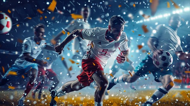 Dynamic sports scene showcasing athletes in action in widescreen