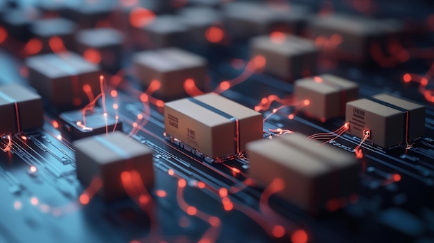 Dynamic Supply Chain Visualization with Boxes and Flowing Data Connections in a Modern Setup