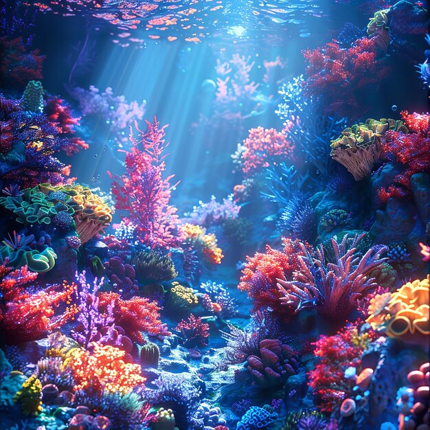 Dynamic Underwater Scene with Colorful Coral in High Resolution