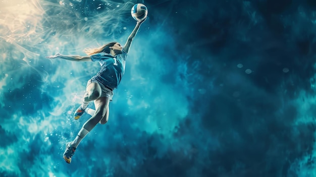 Dynamic volleyball player in action Sports banner with attack concept Space for text