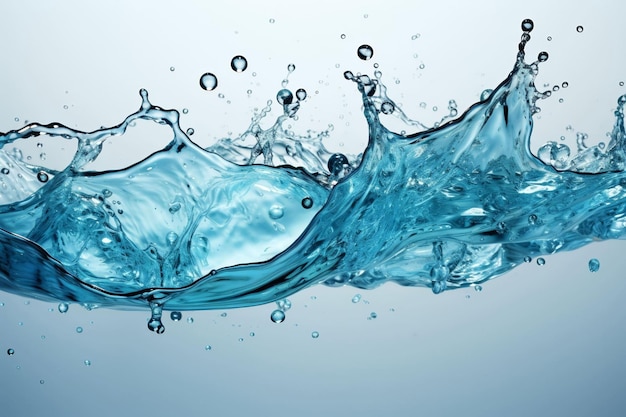 Dynamic water splash captured against a blue background