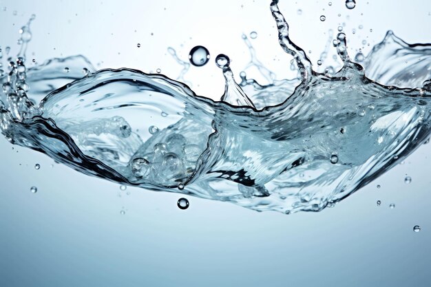 Dynamic water splash captured against a blue background