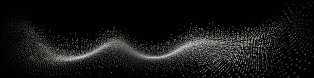 Dynamic Wave Elements Of White Dots On A Black Background Banner web design Generative AI