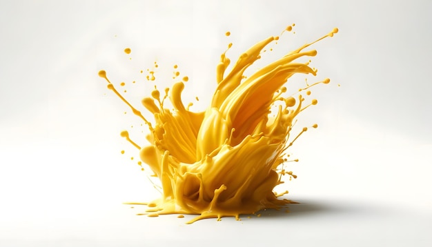 Dynamic Yellow Paint Splash Isolated on White