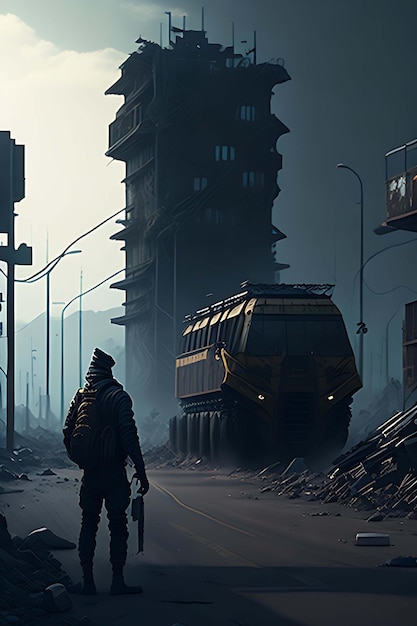 Dystopian PostApocalyptic Scenes by Generative AI