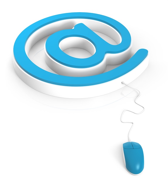 E-mail symbol with computer mouse. 3D Rendering