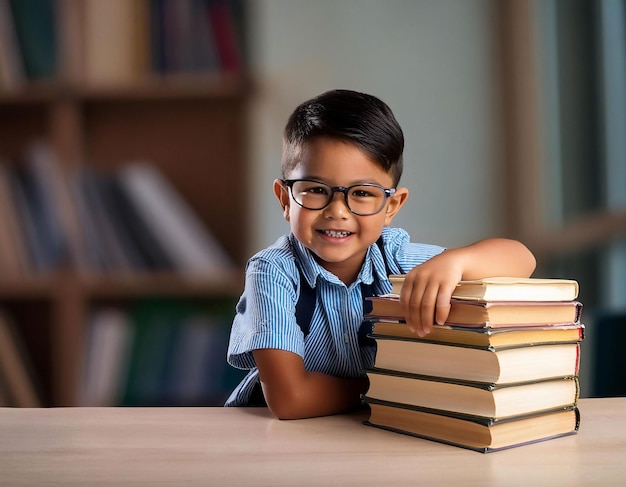 Eager Learner girl with Glasses and School Books