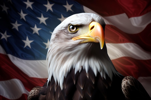 Eagle on the background of the USA flag Symbol of the United States of America AI Generated