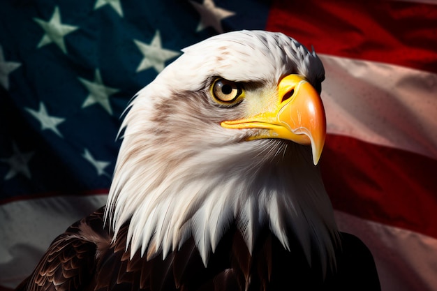 Eagle on the background of the USA flag Symbol of the United States of America AI Generated