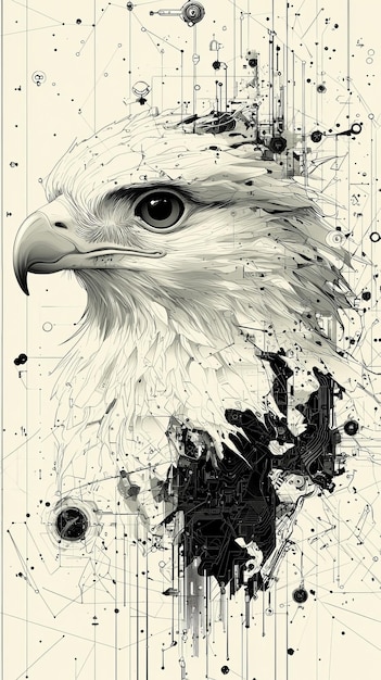 Photo eagle in a digital world