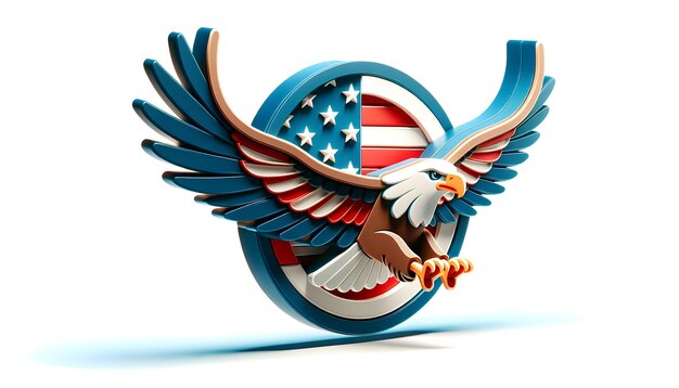 Eagle Flight 3D Icon Symbolizing Independence Perfect for US Independence Day Posters