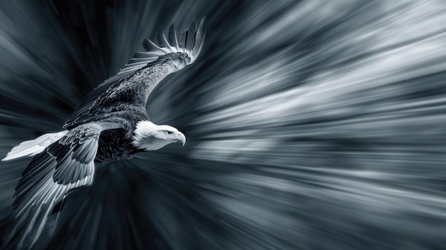 Photo eagle in flight against blurred background symbolizing speed and grace