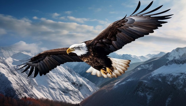 Eagle flying on mountain