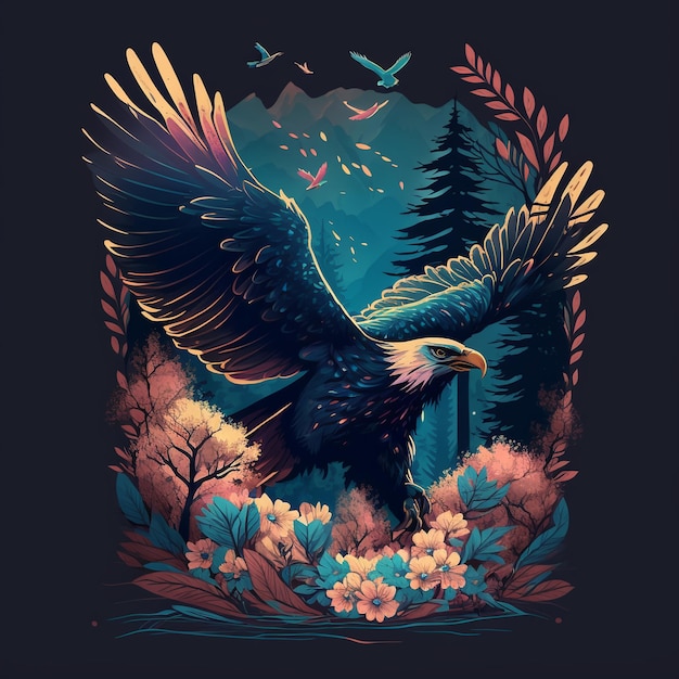 Eagle graphic t-shirt vector of A majestic