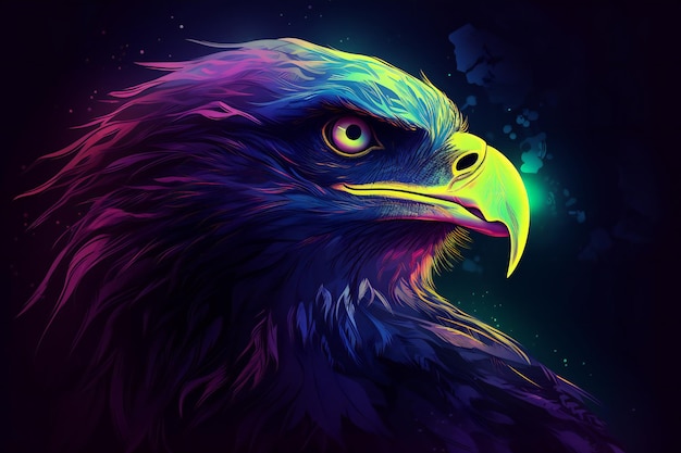 Eagle head on a dark background illustration for your design