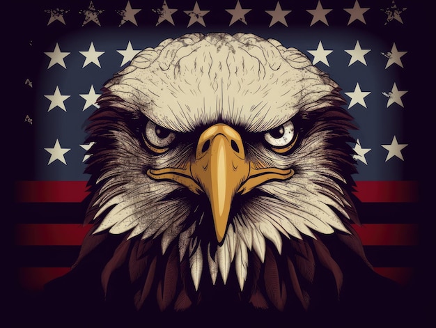 Eagle head usa flag generative ai