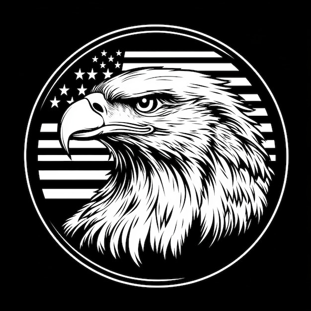 Photo eagle head with american flag in circle vector illustration